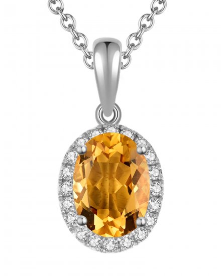 OVAL COLORED STONE DIAMOND PENDANT (VP294)
